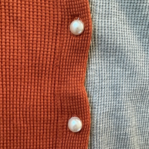 DONNI. Duo Thermal Cardigan in Rust/Heather - Picture 5 of 9